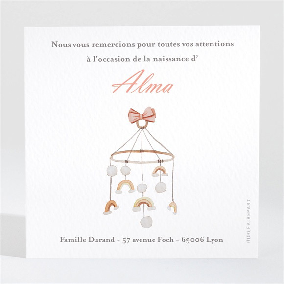 Remerciement naissance Joli petit mobile réf.N3001672