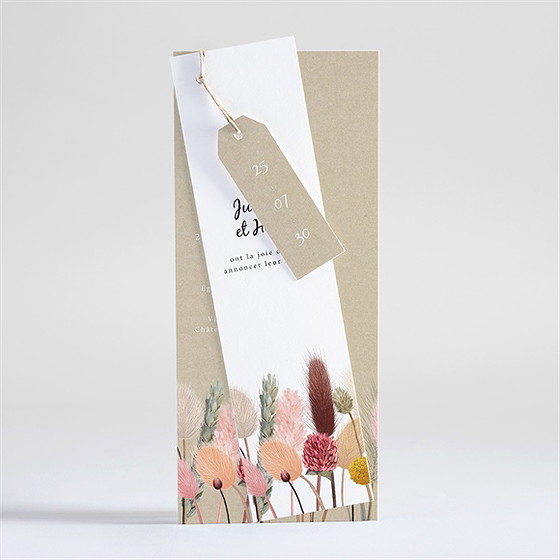 Faire-part mariage notre bouquet champêtre