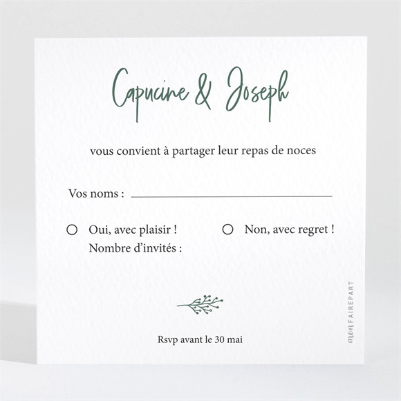 Carton réponse mariage Trésor en médaillon réf.N3001681