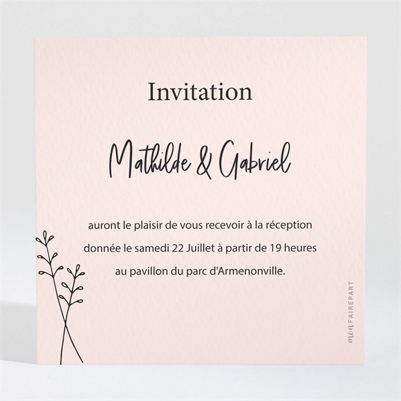 Carton d'invitation mariage Dites-le avec des fleurs réf.N3001675