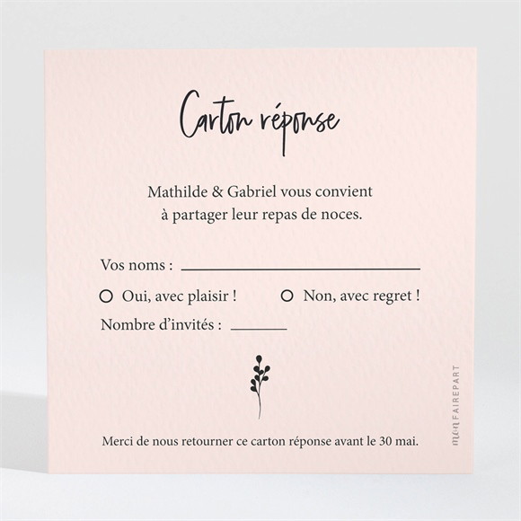 Carton réponse mariage Dites-le avec des fleurs réf.N3001676