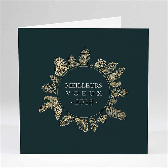 Carte de voeux couronne de pins