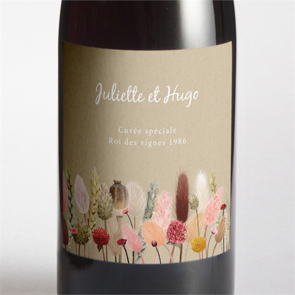 Etiquette de bouteille mariage Notre Bouquet Champêtre réf.N3001693