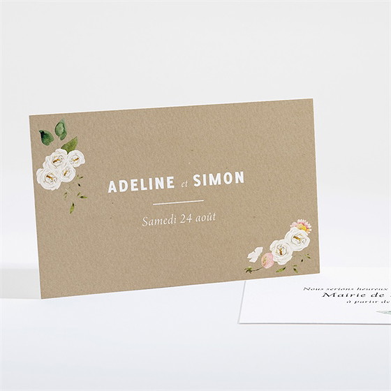 Carton d'invitation mariage champêtre et poésie