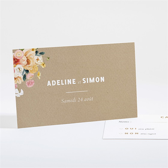 Carton réponse mariage champêtre et poésie