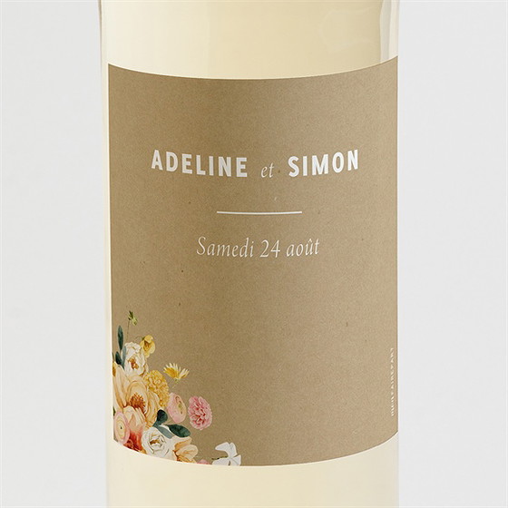 Etiquette de bouteille mariage champêtre et poésie