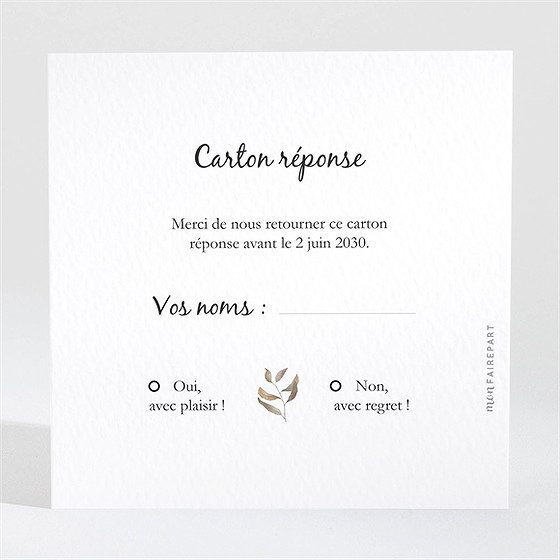 Carton réponse mariage notre bouquet d'automne
