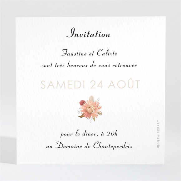 Carton d'invitation mariage En délicatesse réf.N3001719