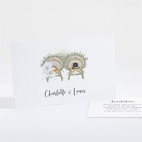 Carton d'invitation mariage Fusion Champêtre réf.N161179