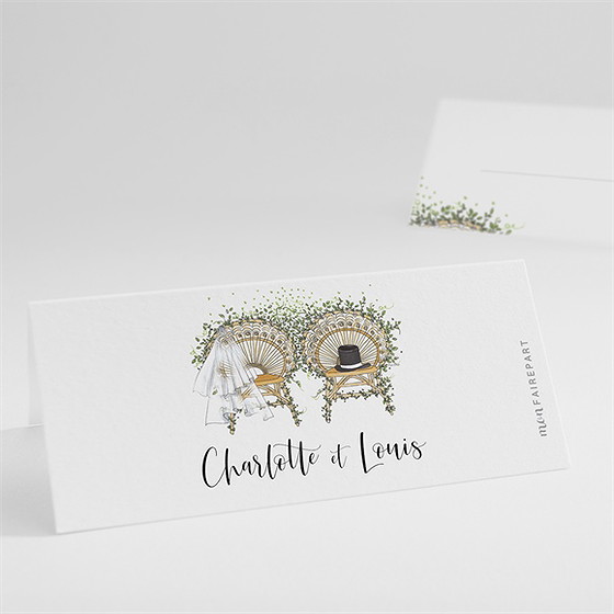 Marque-place mariage fusion champêtre