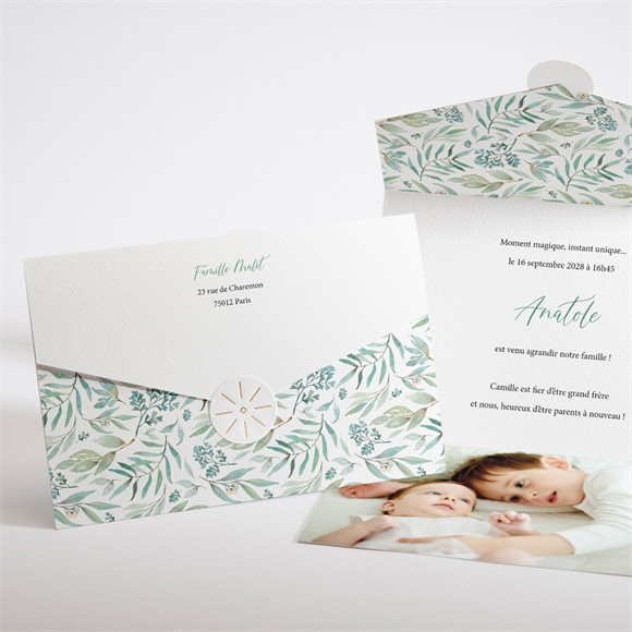 Faire-part naissance Tendresse Végétale réf.N97129