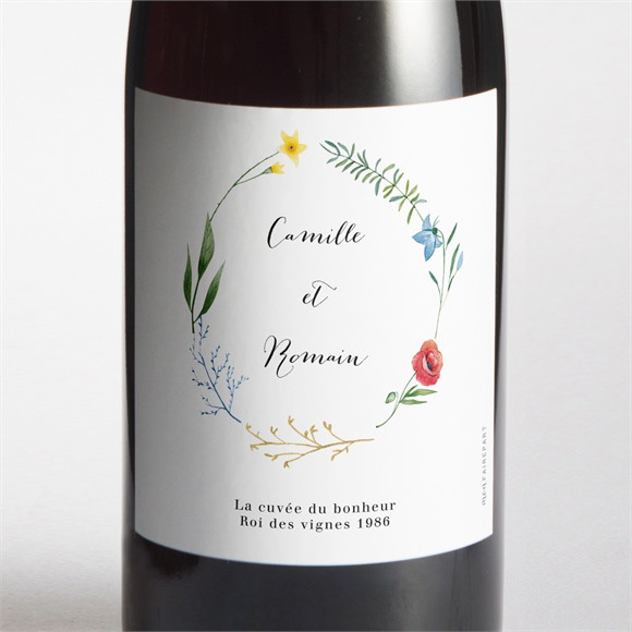 Etiquette de bouteille mariage Fleurs des Champs réf.N3001745