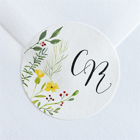 Sticker mariage fleurs des champs