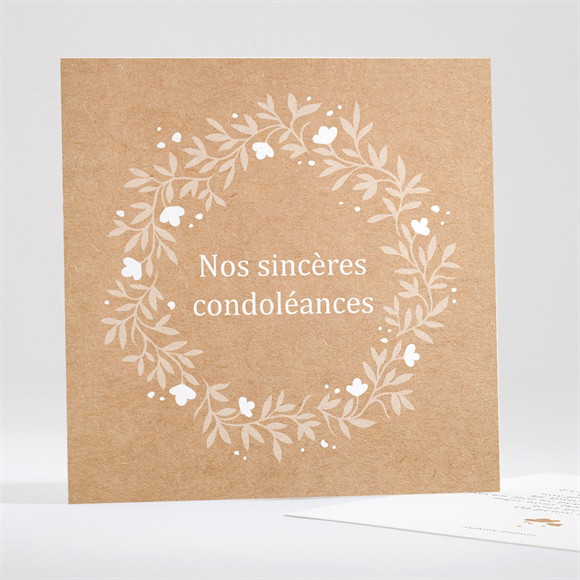 Carte de condoléances décès Gaufrage et Kraft réf.N351195