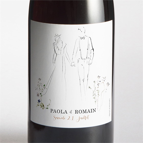 Etiquette de bouteille mariage complicité