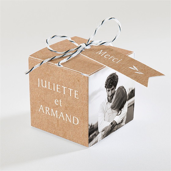 Boîte de dragées mariage bohème écolo