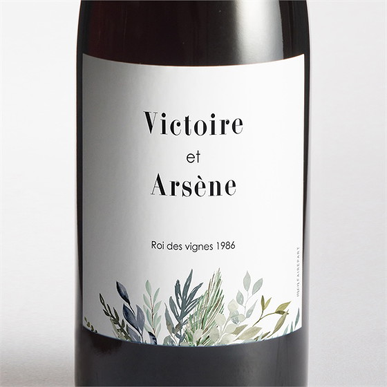 Etiquette de bouteille mariage délicatesse d’aquarelle