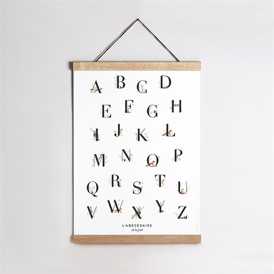 Affiche naissance première initiale alphabet