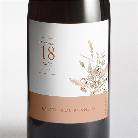 Etiquette de bouteille mariage douceur estivale