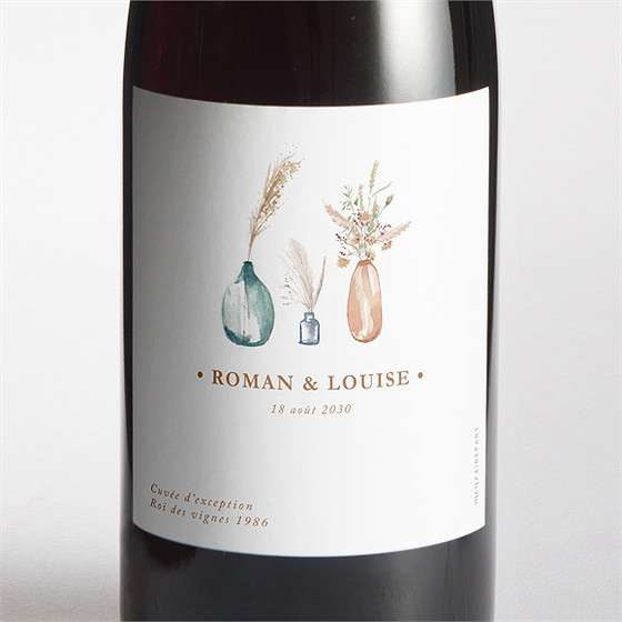 Etiquette de bouteille mariage beauté délicate