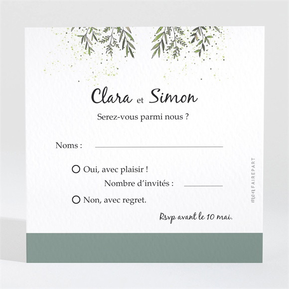 Carton réponse mariage Champêtre virevoltant réf.N3001732