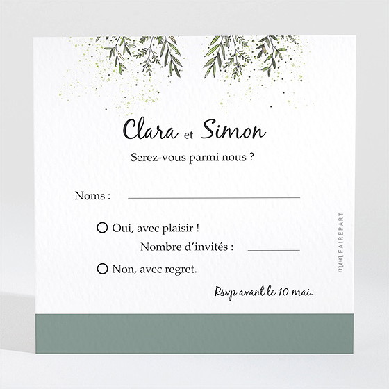 Carton réponse mariage champêtre virevoltant