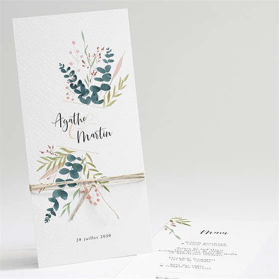 Menu mariage bouquet ardent