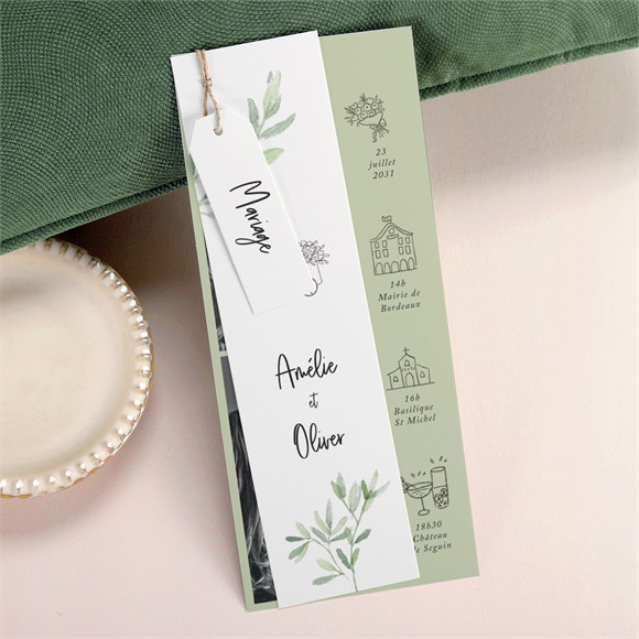 Faire-part mariage Sous les Oliviers réf.N93134