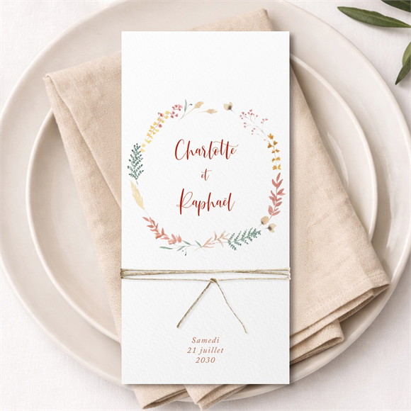 Menu mariage Terre de Feu réf.N221178