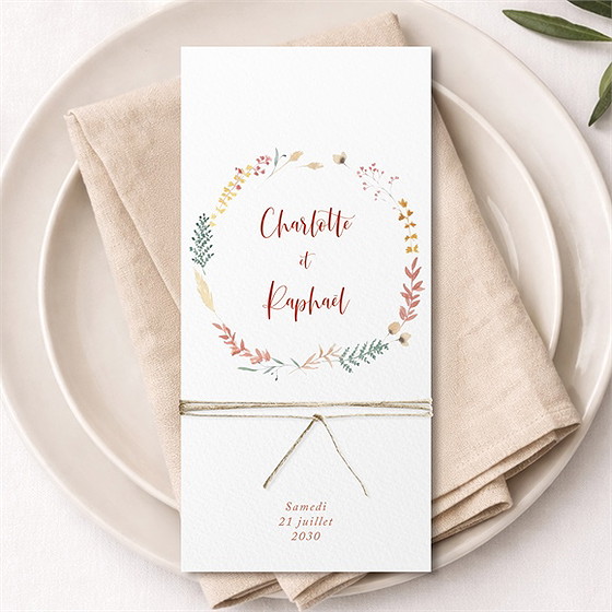 Menu mariage terre de feu