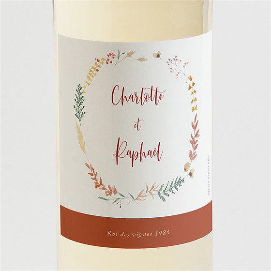 Etiquette de bouteille mariage terre de feu