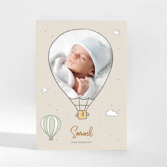 Remerciement naissance Jolie montgolfière réf.N21090