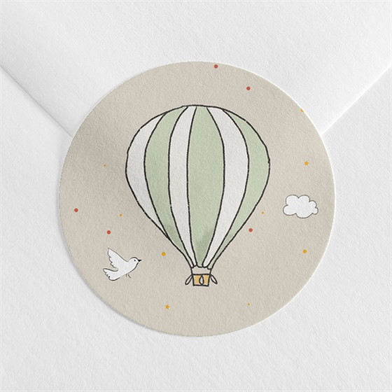 Sticker naissance jolie montgolfière