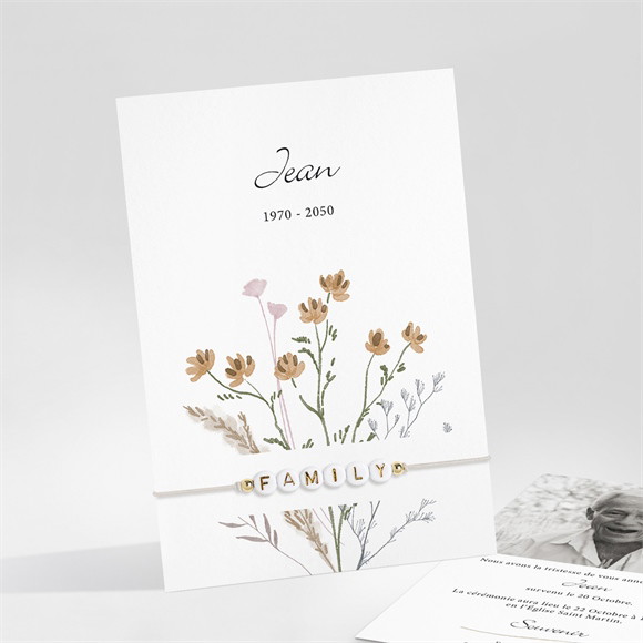 Faire-part décès Bracelet et Fleurs réf.N211403