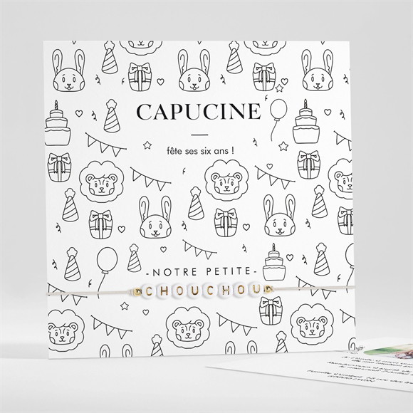 Invitation anniversaire Jeux de coloriage et bracelet réf.N351231