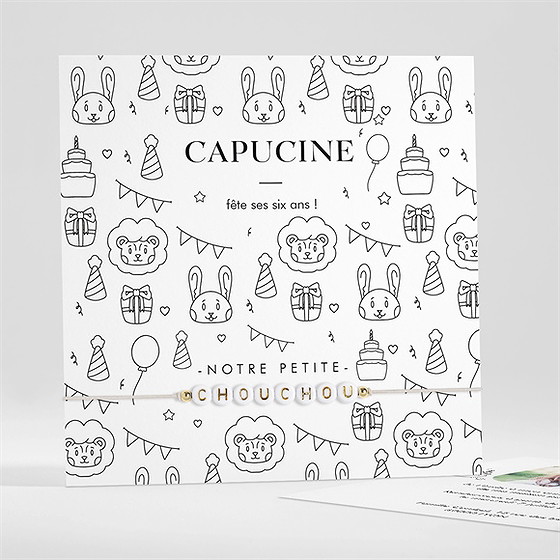 Invitation anniversaire jeux de coloriage et bracelet