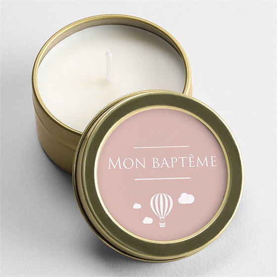 Bougie baptême tout en symboles
