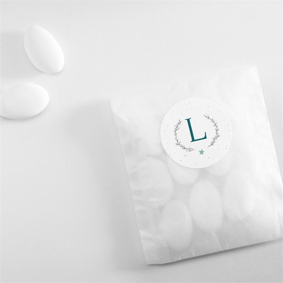 Sticker baptême Initiale argentée réf.N360378