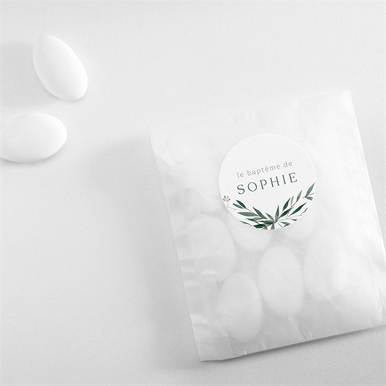 Sticker baptême jolie annonce champêtre