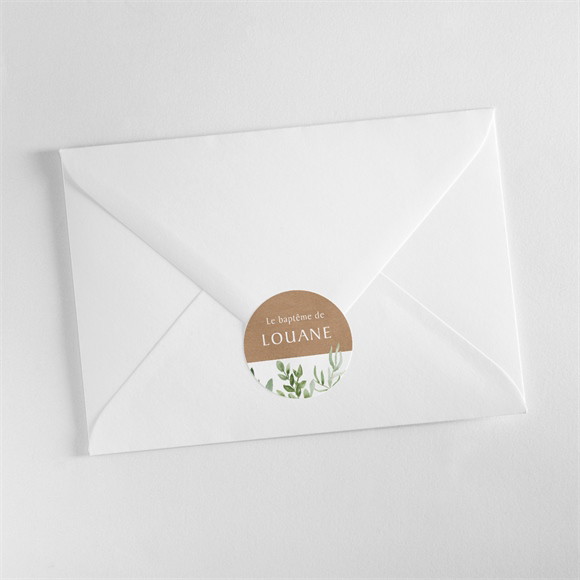 Sticker baptême Kraft végétal réf.N360449