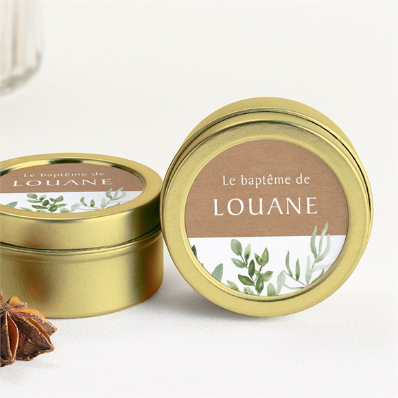 Bougie baptême Kraft végétal or réf.N360450