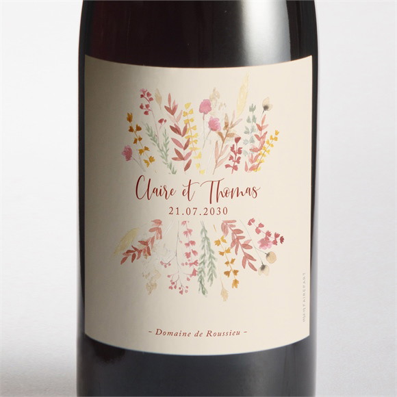 Etiquette de bouteille mariage Élégance Champêtre réf.N3001773