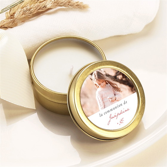 Bougie communion cuivré végétal