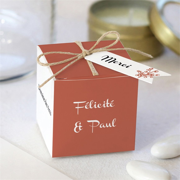 Boîte de dragées mariage Fleurs d'automne réf.N340391