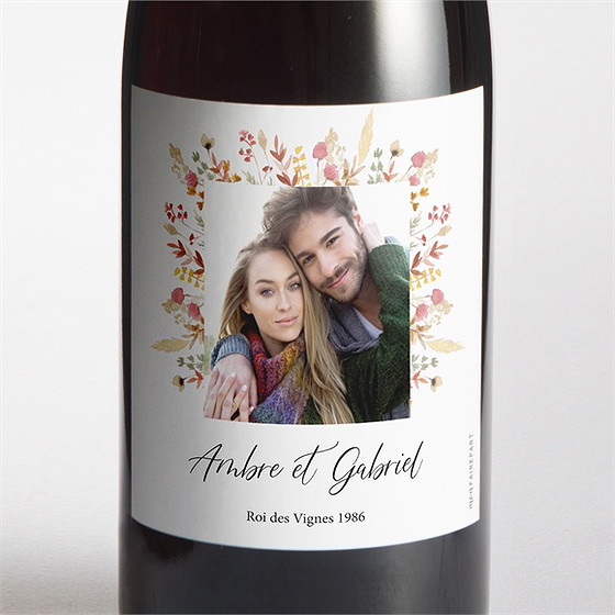 Etiquette de bouteille mariage incandescent