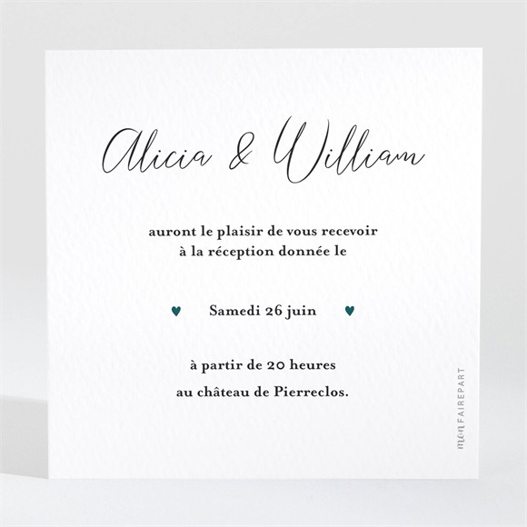 Carton d'invitation mariage Notre Union réf.N3001795
