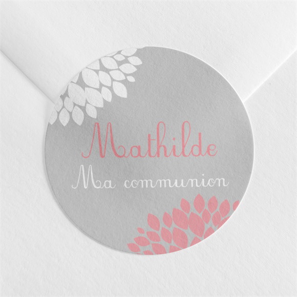 Sticker communion Colombe et fleurs réf.N360554
