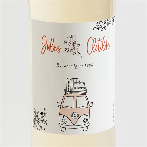 Etiquette de bouteille mariage Champetre Van life réf.N3001782