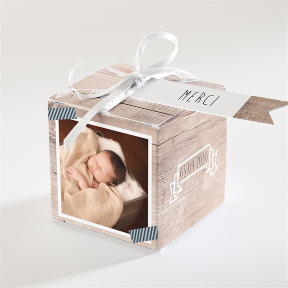 Boîte de dragées baptême Marque page kraft réf.N340433