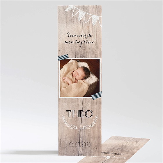 Signet baptême marque page kraft